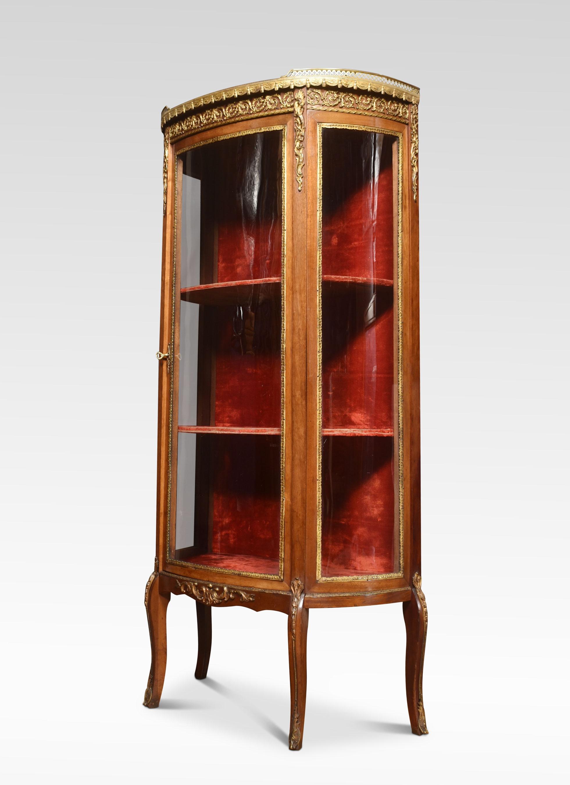 Walnut Bow Fronted Display Cabinet For Sale 3