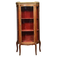 Walnut Bow Fronted Display Cabinet