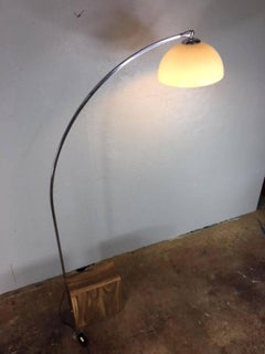 Walnut Box and Chrome Arch Floor Lamp