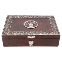 Walnut Box with Cut-Steel Decoration, France, circa 1820