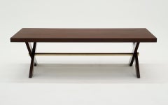 Walnut & Brass Coffee Table by Robsjohn Gibbings for Widdicomb. Excellent Cond.