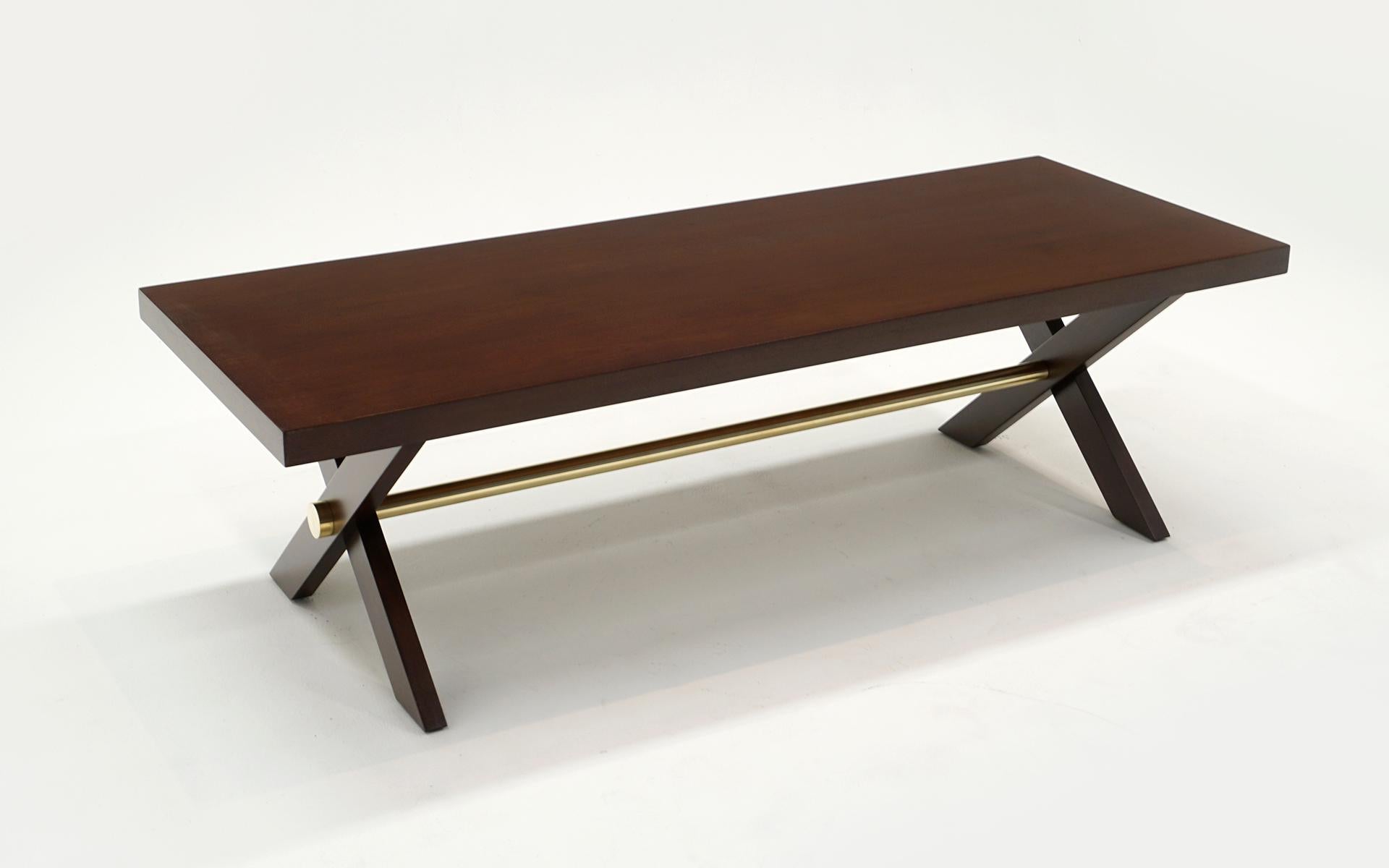 Mid-Century Modern Walnut & Brass Coffee Table by Robsjohn Gibbings for Widdicomb. Excellent Cond. For Sale