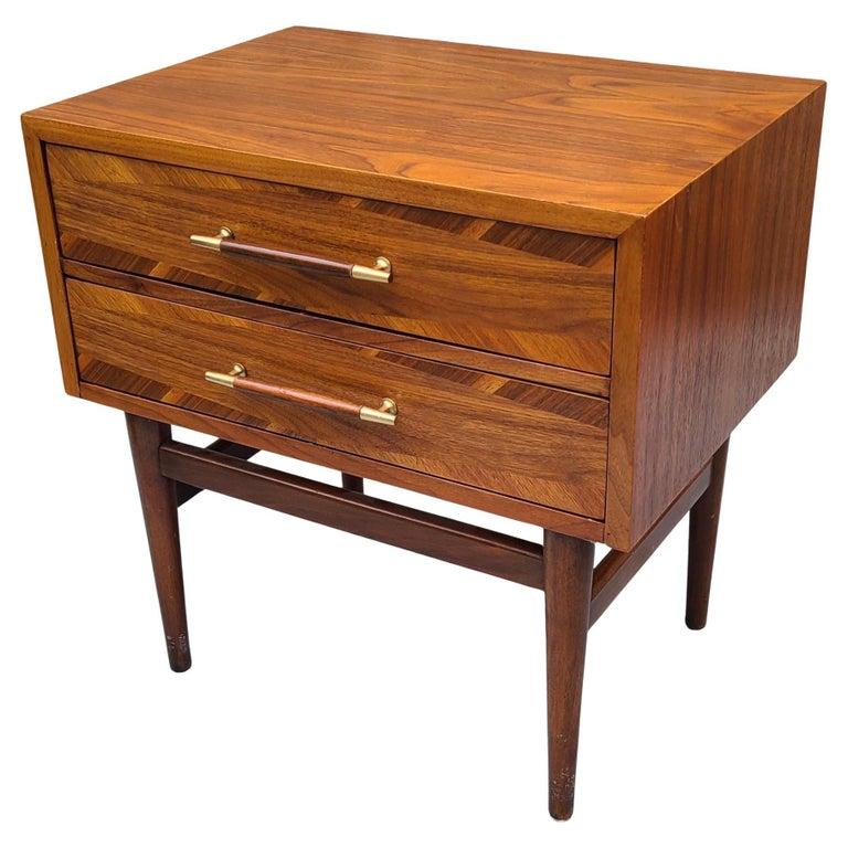 Walnut Brass Night Stand by Merton Gershun for American of Martinsville Dania