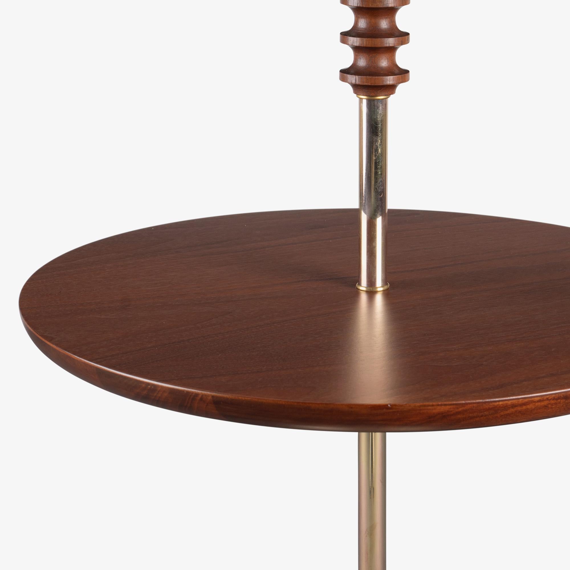 American Walnut & Brass Table Floor Lamp For Sale