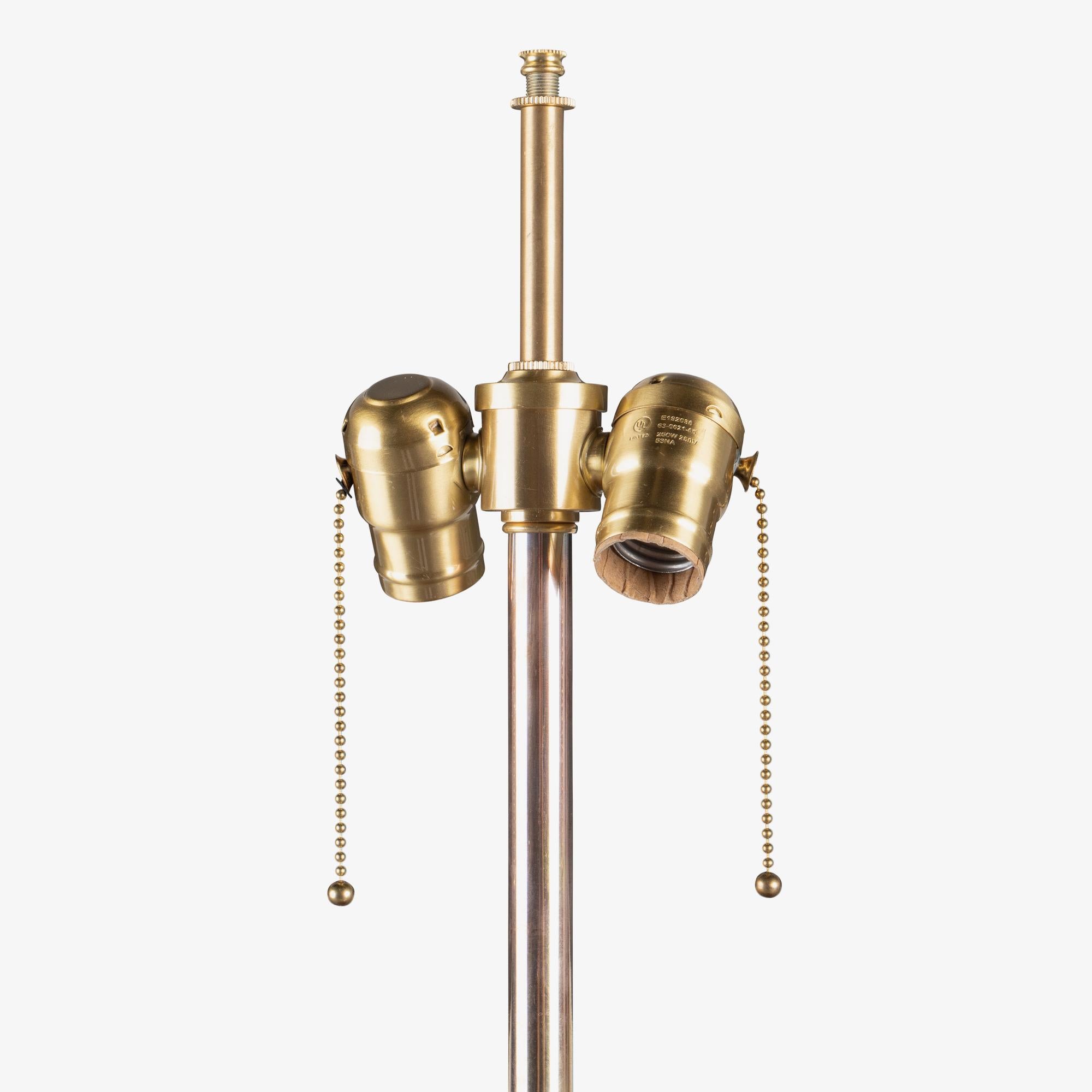 Walnut & Brass Table Floor Lamp For Sale 3