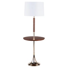 Walnut & Brass Table Floor Lamp