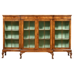 Walnut Breakfront Bookcase