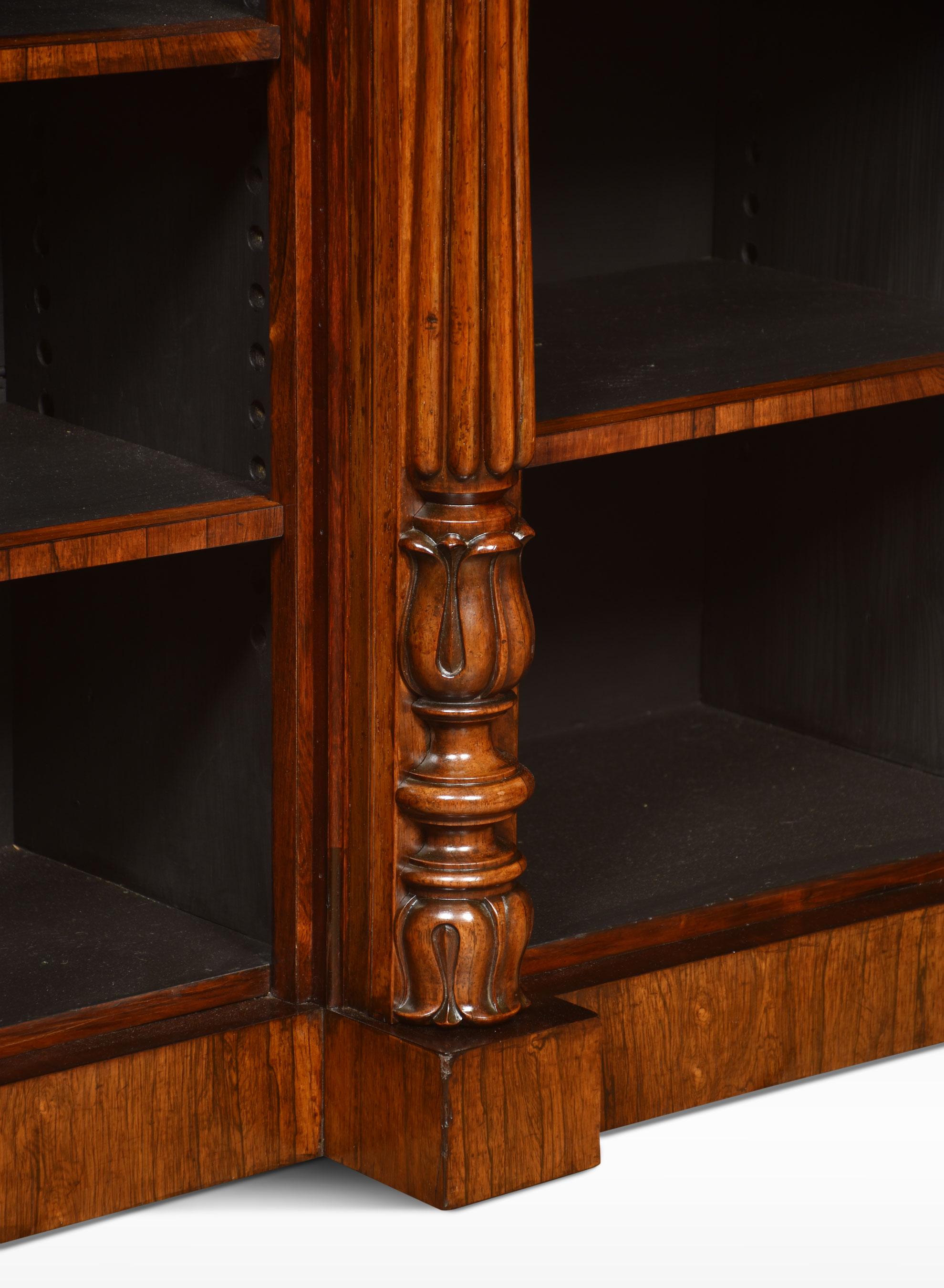 British Walnut Breakfront Open Bookcase