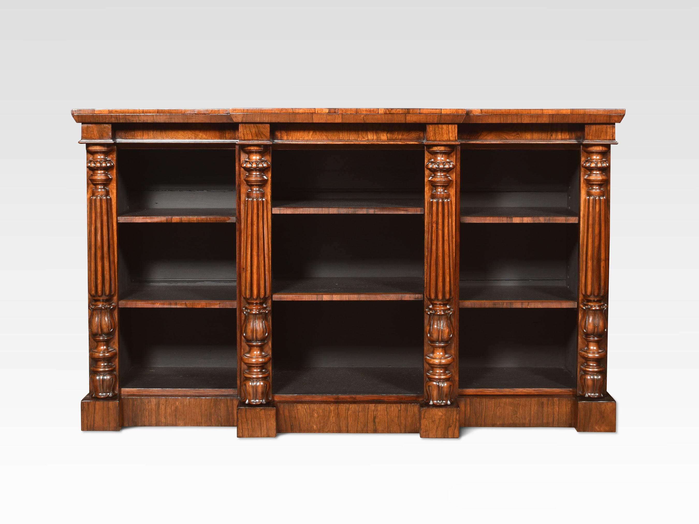 19th Century Walnut Breakfront Open Bookcase