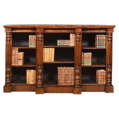 Walnut Breakfront Open Bookcase