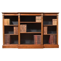 Walnut breakfront open bookcase