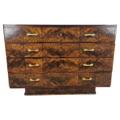 Walnut Briar Sideboard with Black Glass