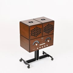 Walnut Brionvega RR126 Radiophonograph Record Player by Castiglioni, Italy 1965