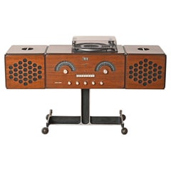 Walnut Brionvega RR126 Radiophonograph Record Player by Castiglioni, Italy 1965