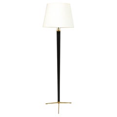 Vintage Walnut Bronze and Crystal Floor Lamp, Italy 1960's 