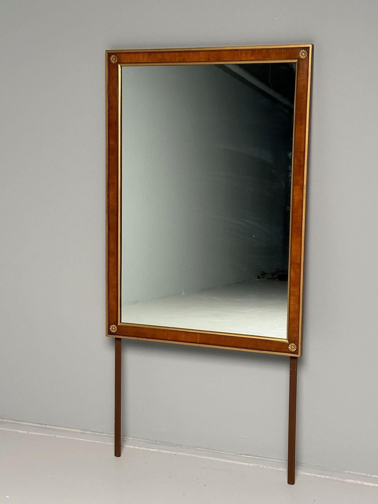 American Walnut Bronze Mounted Hollywood Regency Wall or Dresser, Console Mirror For Sale