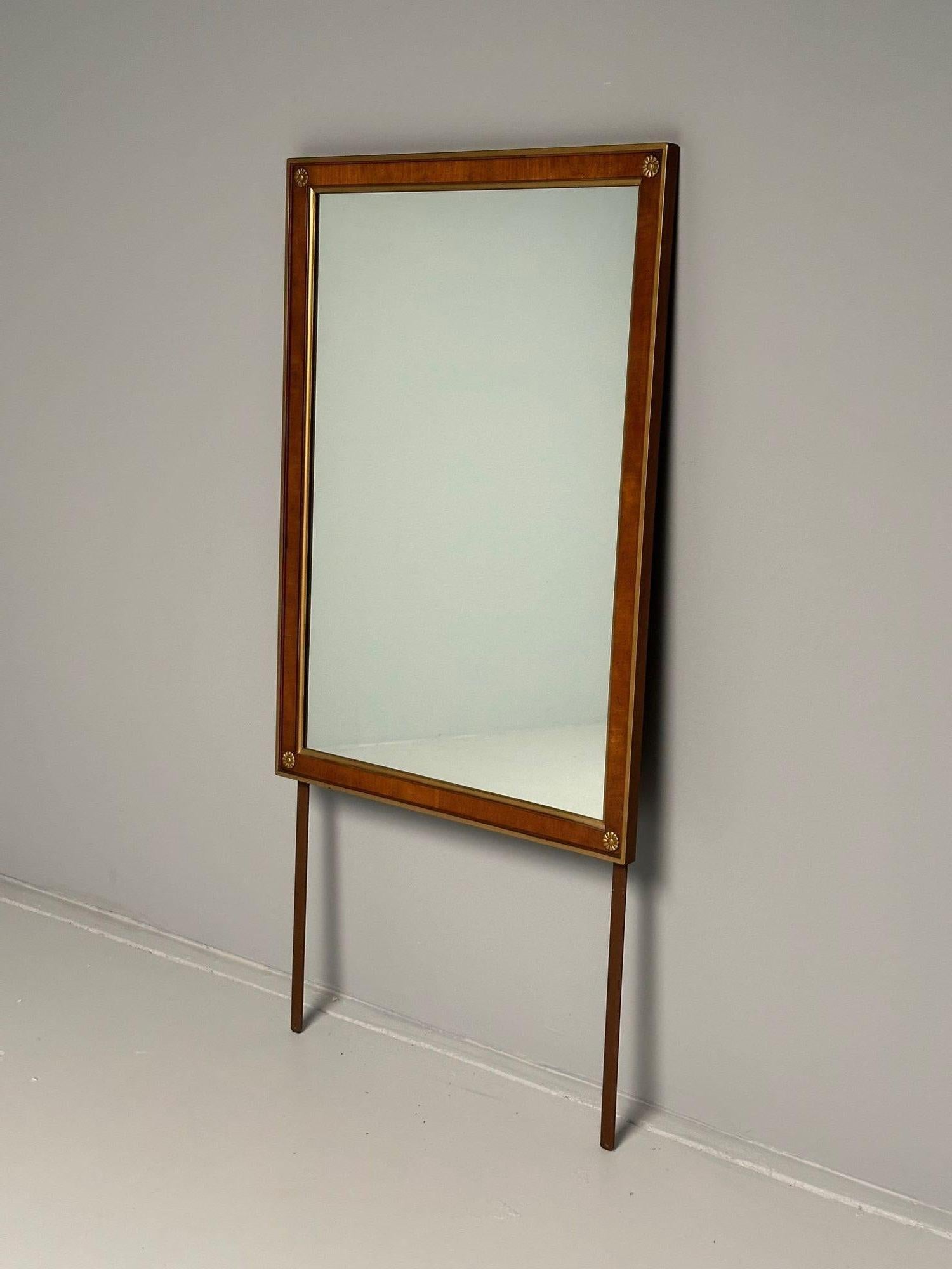 Walnut Bronze Mounted Hollywood Regency Wall or Dresser, Console Mirror In Good Condition For Sale In Stamford, CT