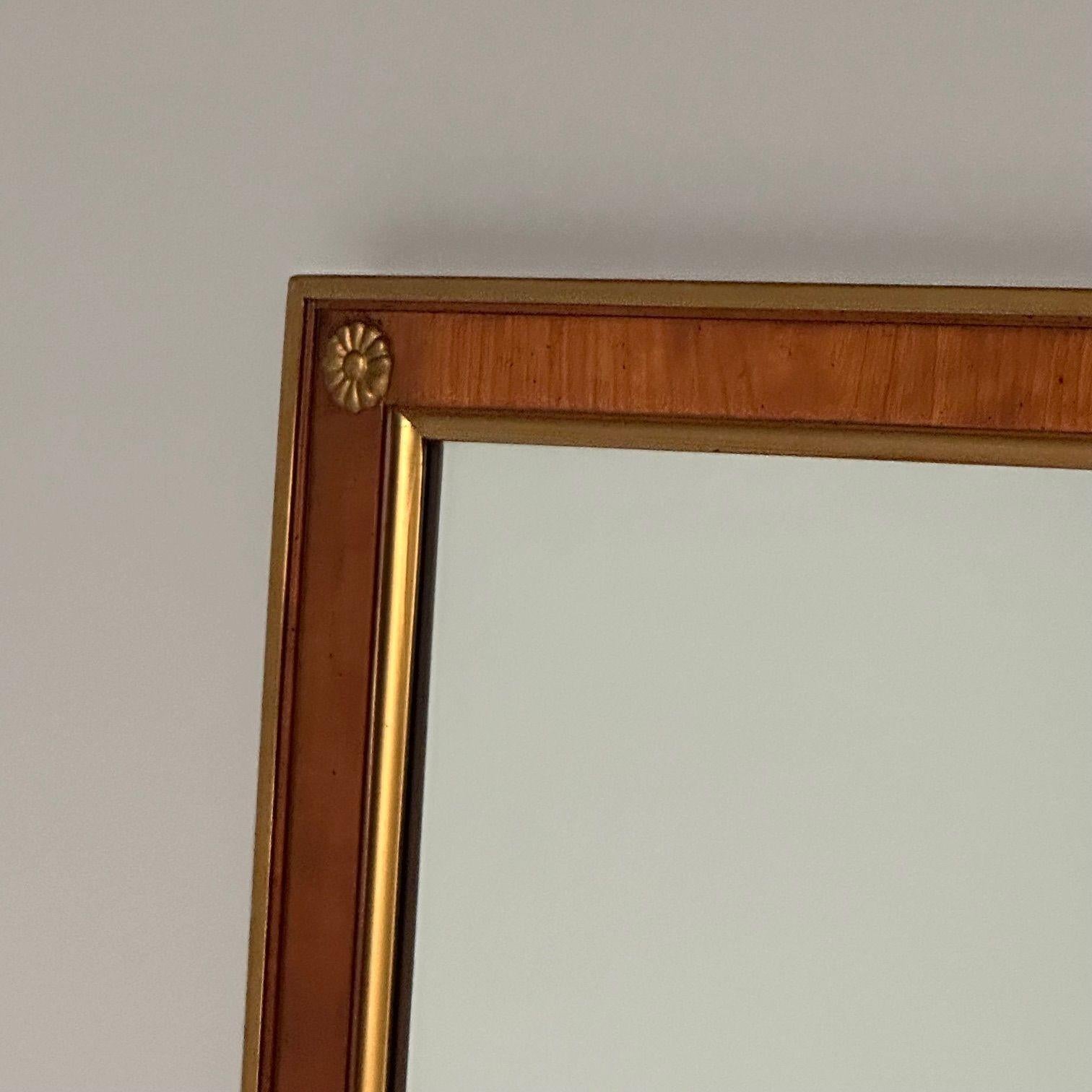 20th Century Walnut Bronze Mounted Hollywood Regency Wall or Dresser, Console Mirror For Sale