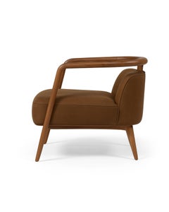 Walnut Wood Essex Armchair, Premium Fabric, Scandinavian Style
