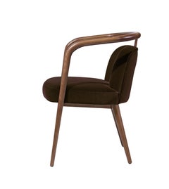 Walnut, Brown Velvet Modern Essex Arm Chair