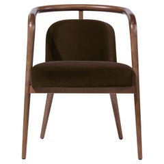 Walnut, Brown Velvet Modern Essex Arm Chair