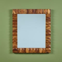 Walnut Brutalist Wall Mirror