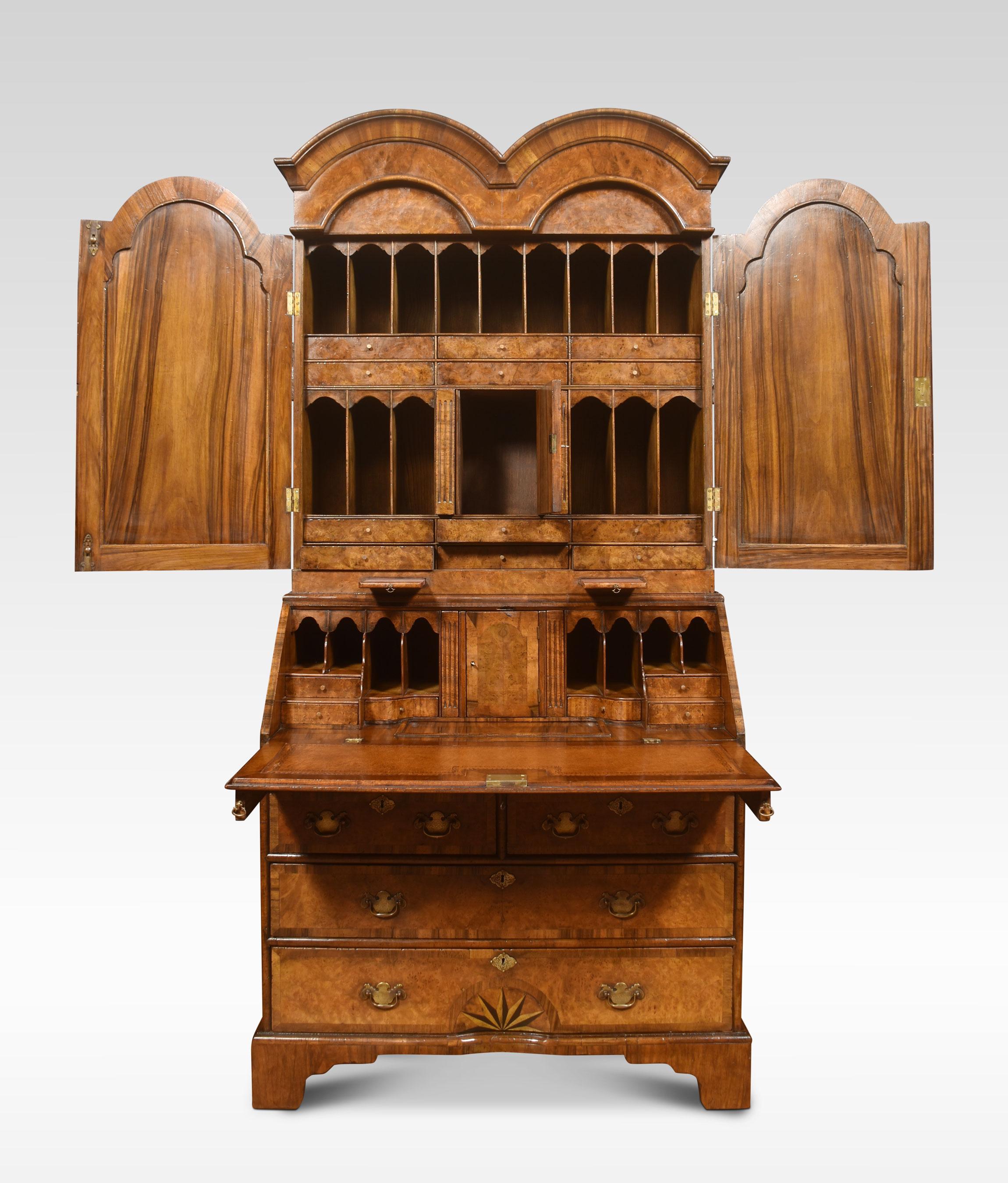 British Walnut Bureau Bookcase For Sale