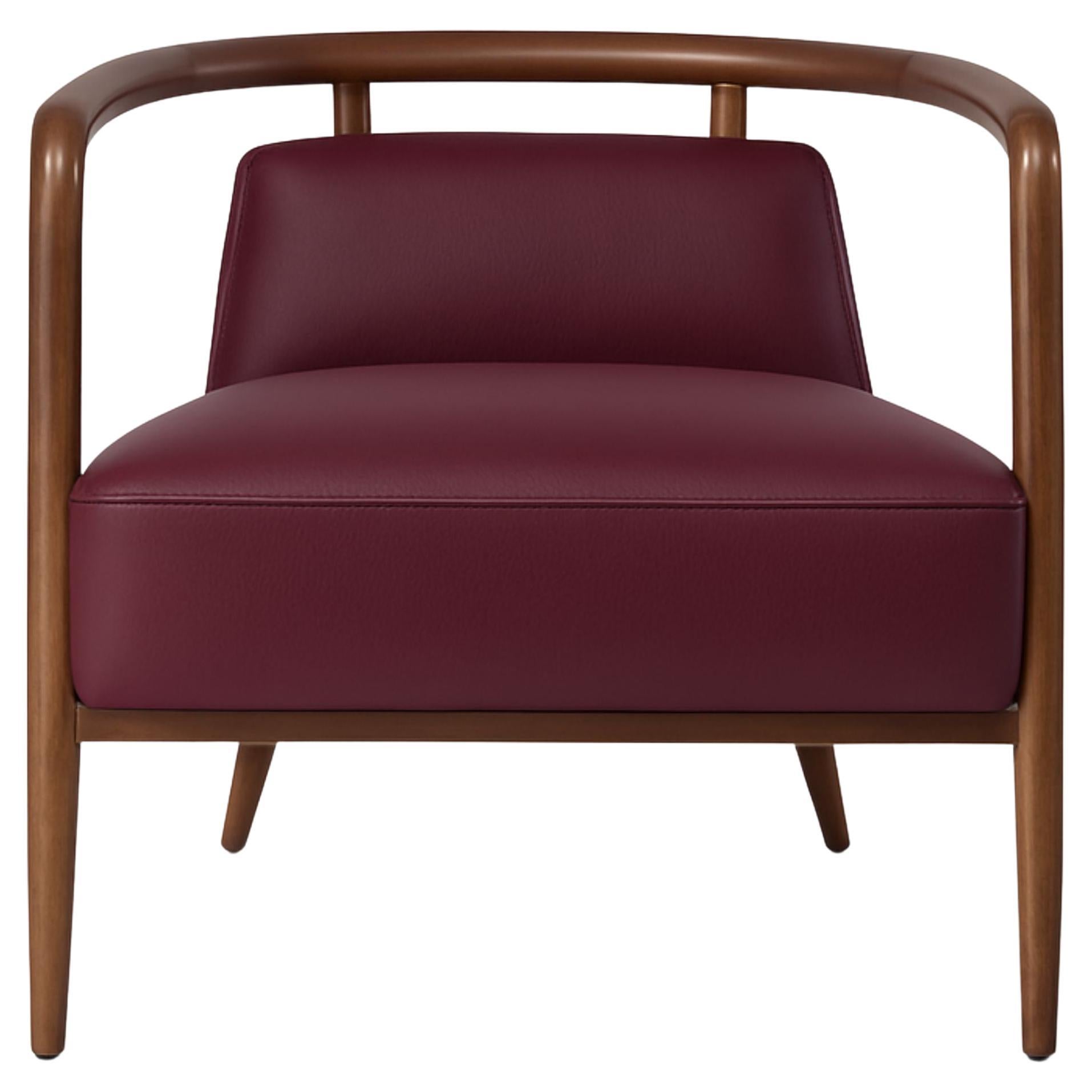 Walnut, Burgundy Modern Essex Armchair