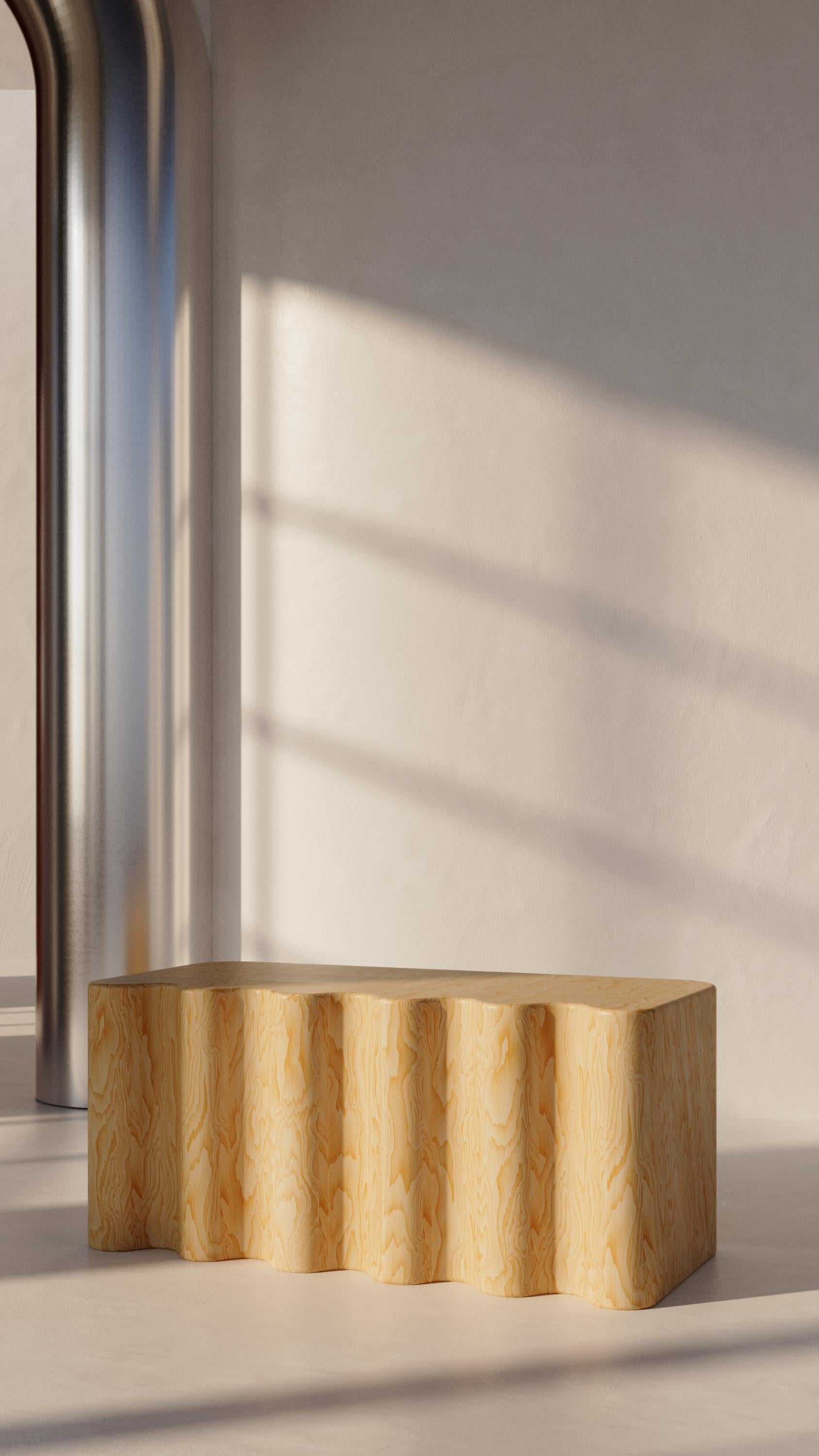 Walnut Burl 'Lil'' Bench by Tugba Ata
Dimensions: D 45 x W 105 x H 46 cm.
Materials: Oak Wood.

Our Lil Bench product is designed as a bench.
The surface of the Italian brand coating is created with Alpi/Walnut Burl 10.07 model on a wooden