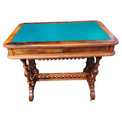 Walnut & Burl Panels Victorian Desk with a Single Drawer Writing Table C1875