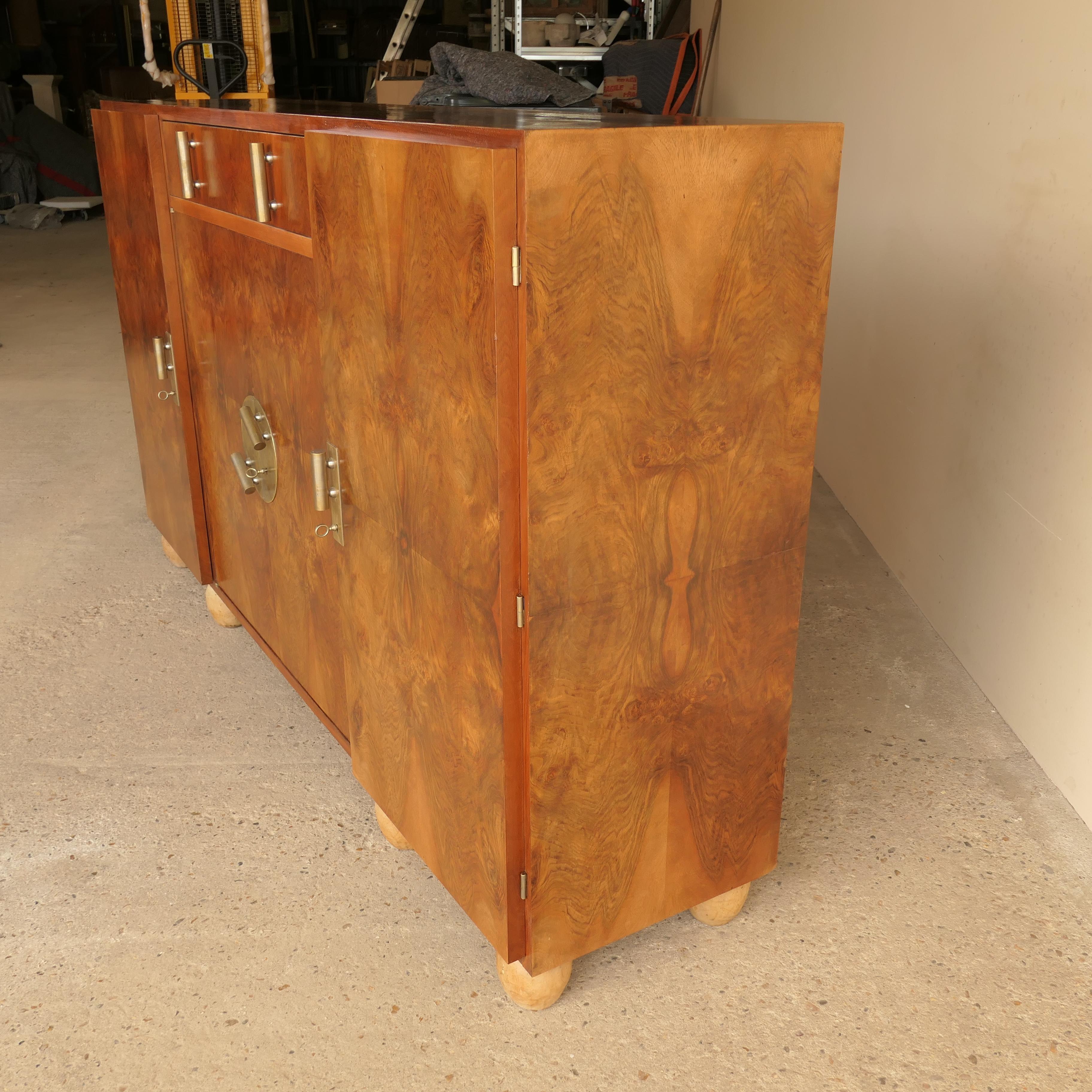Walnut Burl Sideboard / Console Bunned Feet For Sale 13