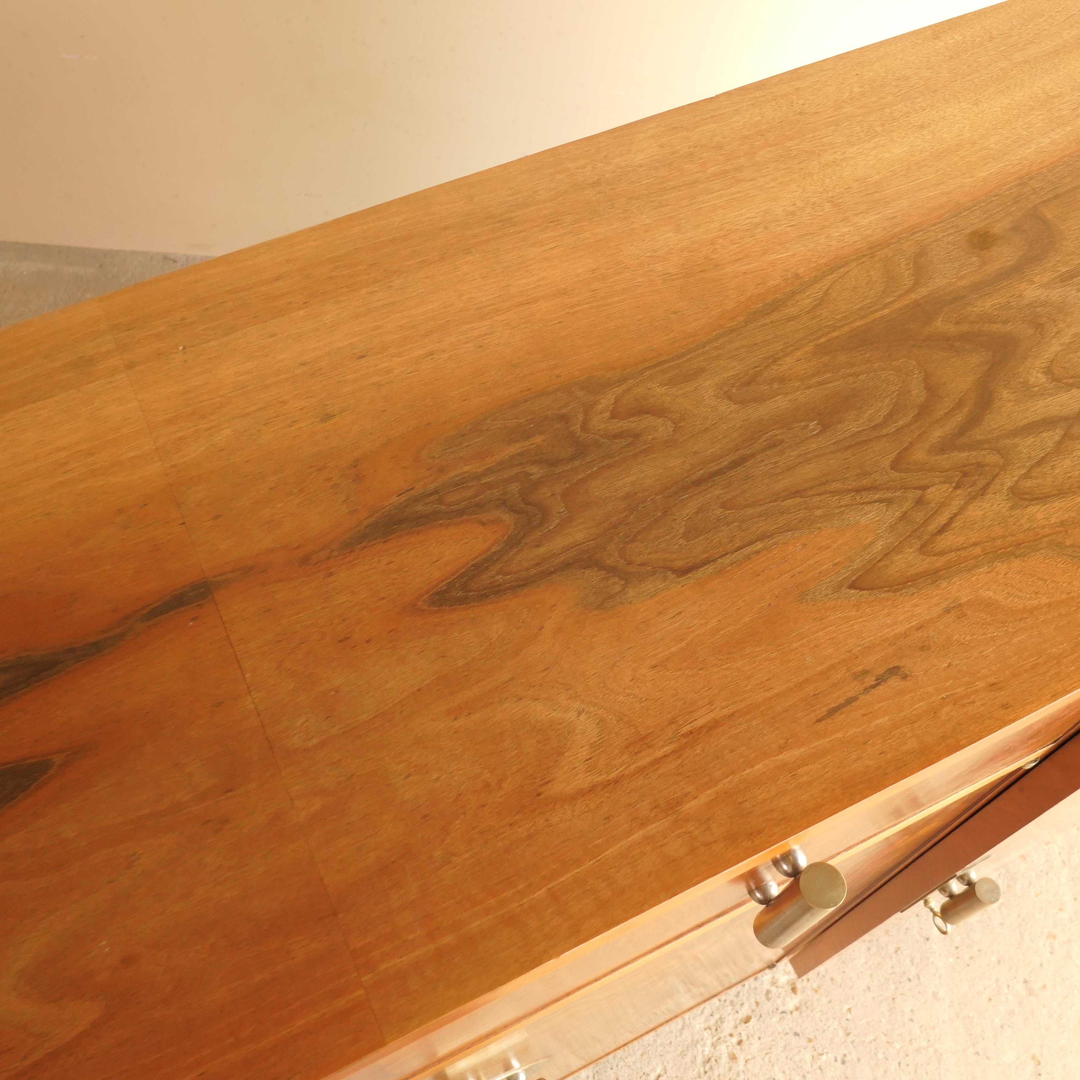 French Walnut Burl Sideboard / Console Bunned Feet For Sale