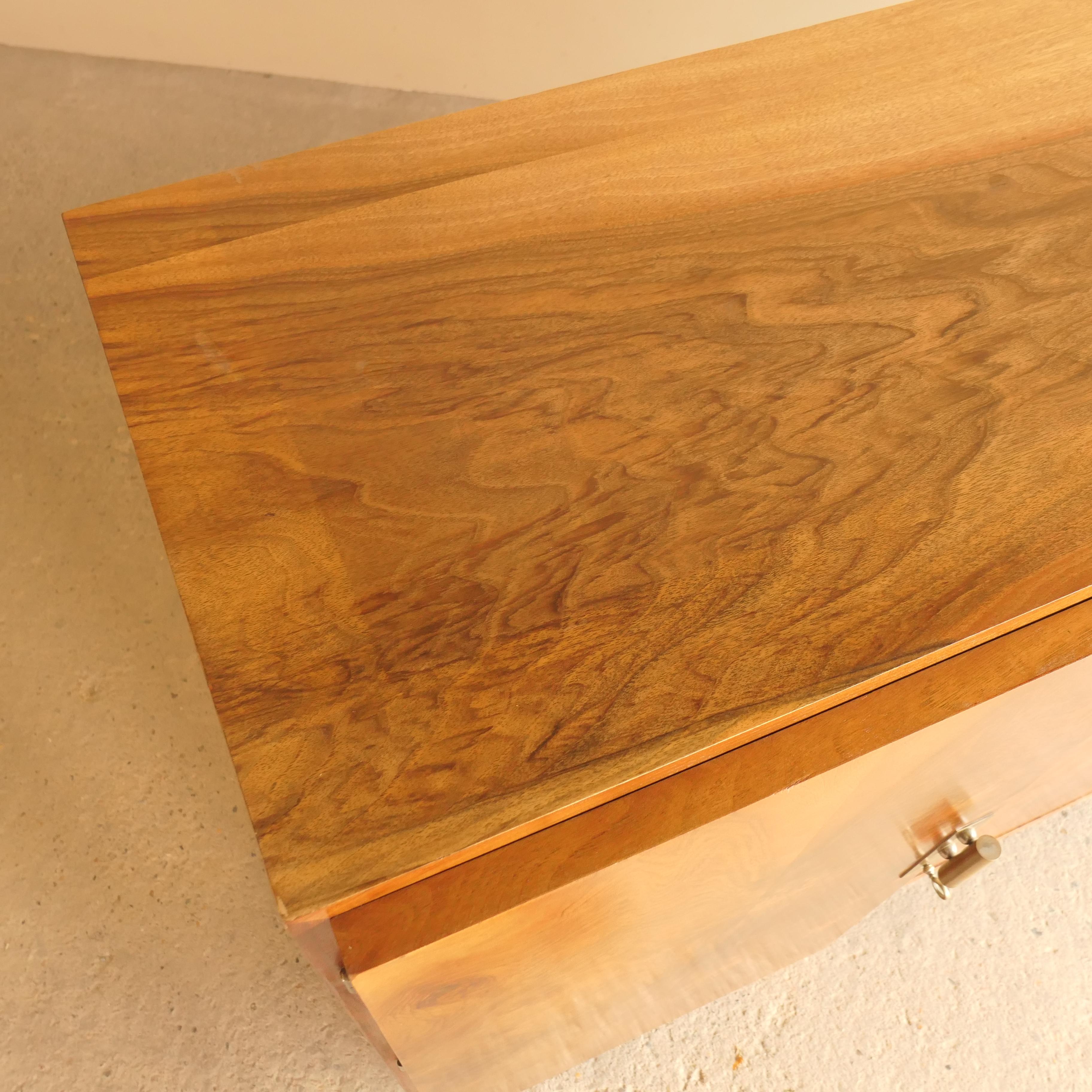 Mid-20th Century Walnut Burl Sideboard / Console Bunned Feet For Sale