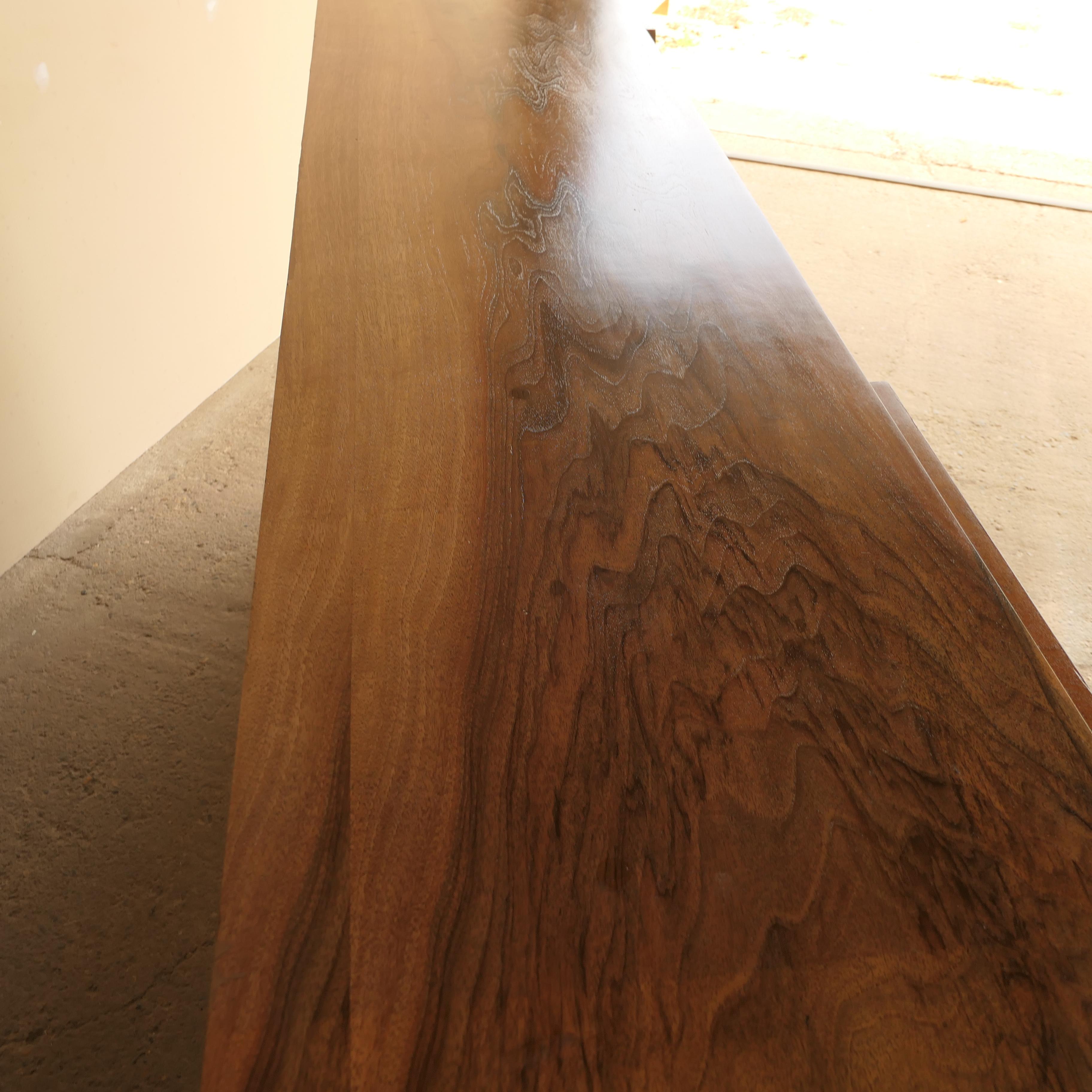 Brass Walnut Burl Sideboard / Console Bunned Feet For Sale
