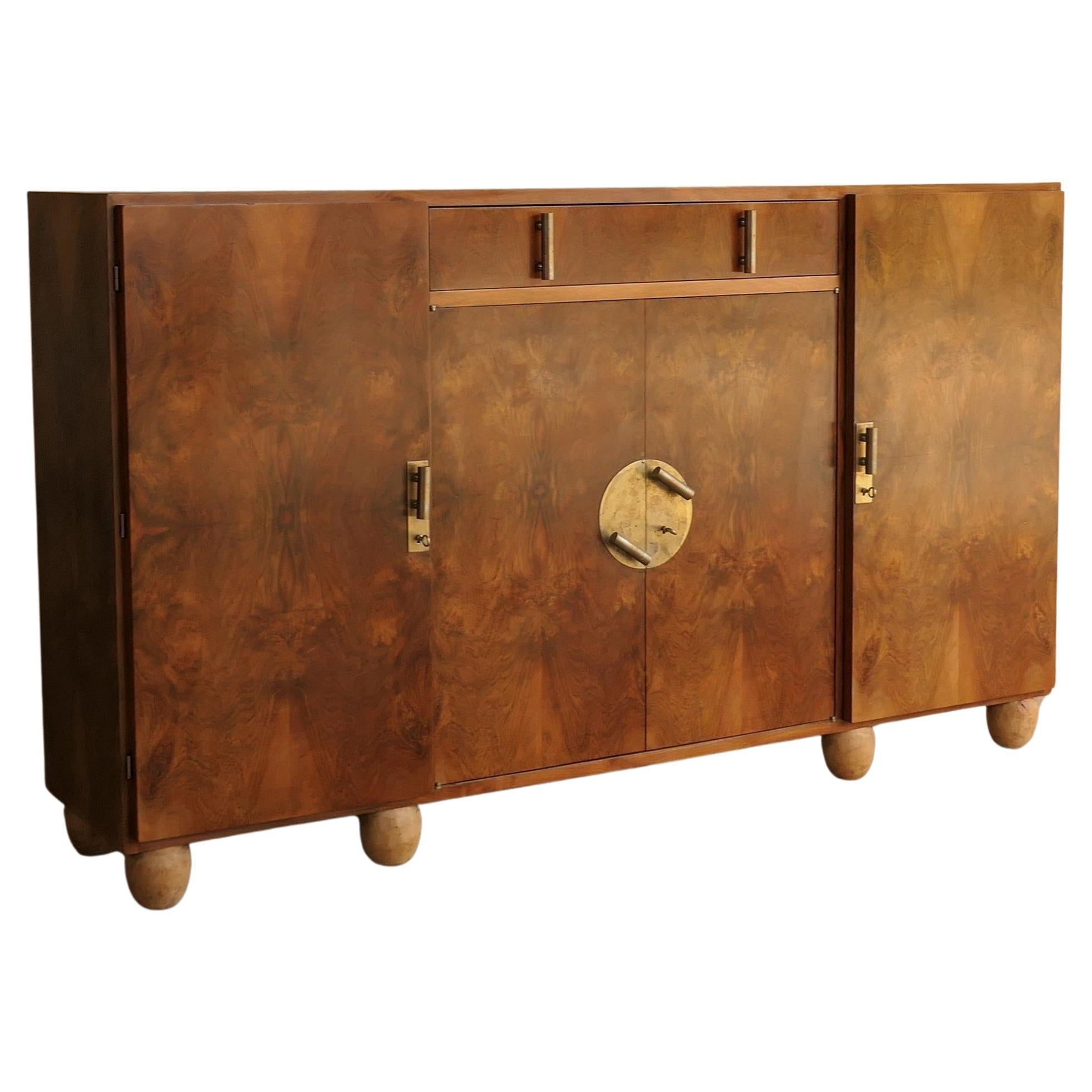 Walnut Burl Sideboard / Console Bunned Feet For Sale