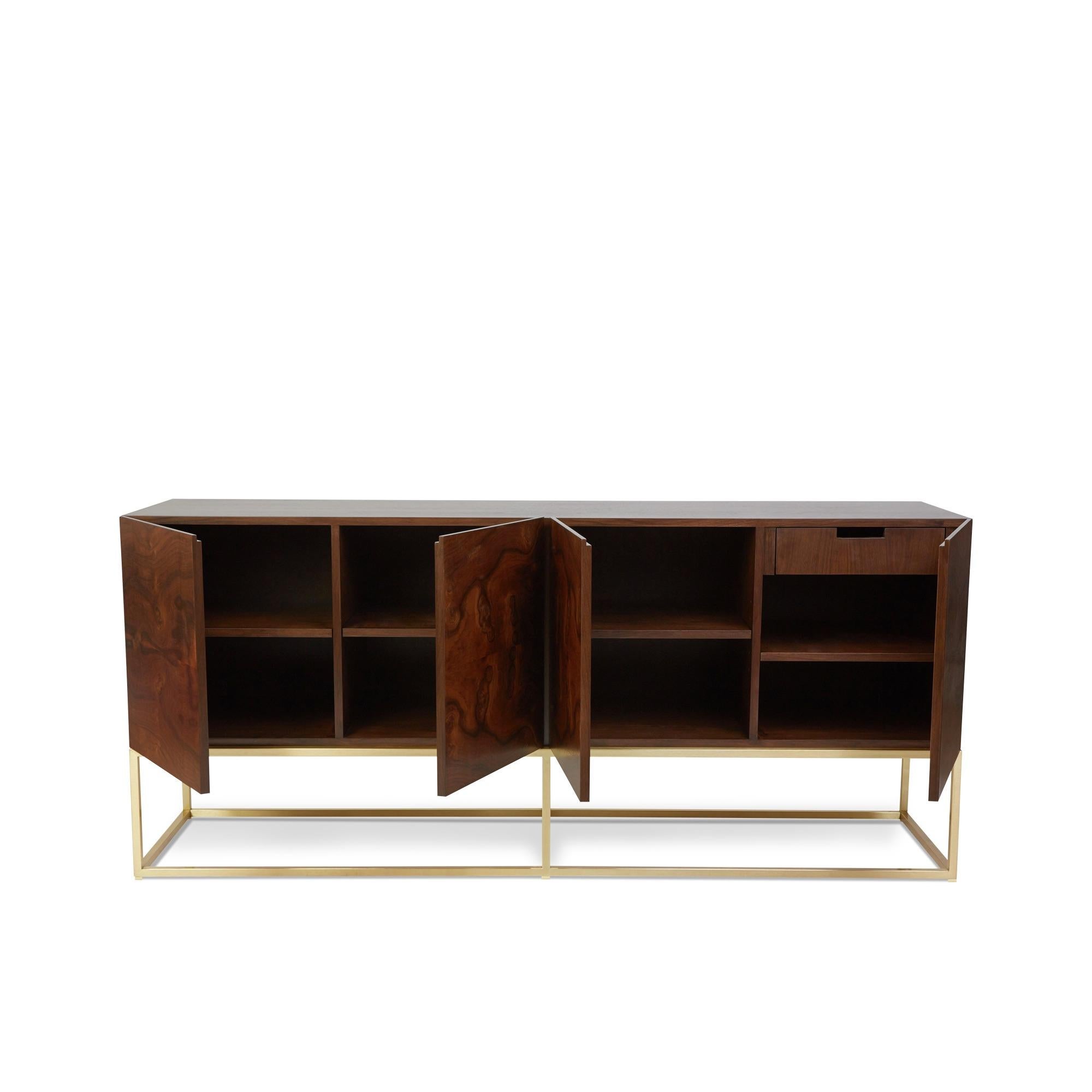 Mid-Century Modern Walnut Burl Thin Frame Cabinet by Lawson-Fenning
