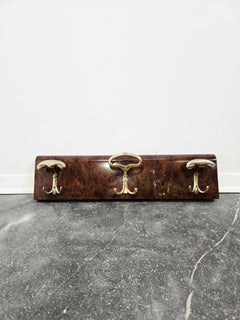 Art Deco Handcrafted Walnut Burl Wall Hanger with Three Hooks, Italy