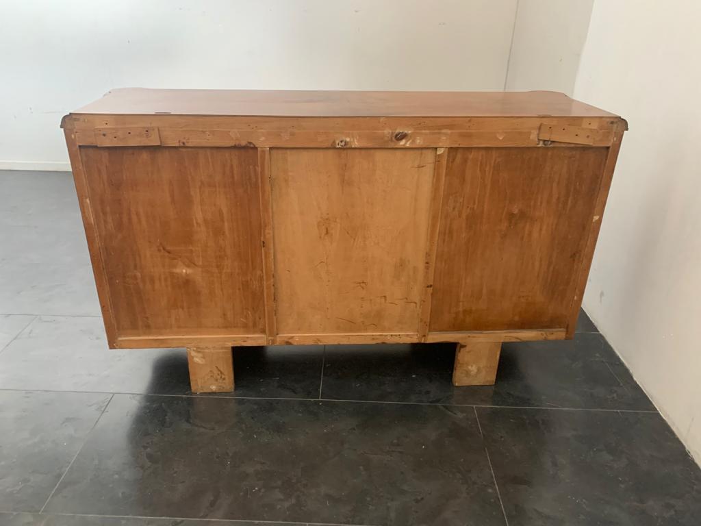 Walnut & Burl Walnut Sideboards with Wavy Lines & Mirror, 1940s, Set of 2 For Sale 6