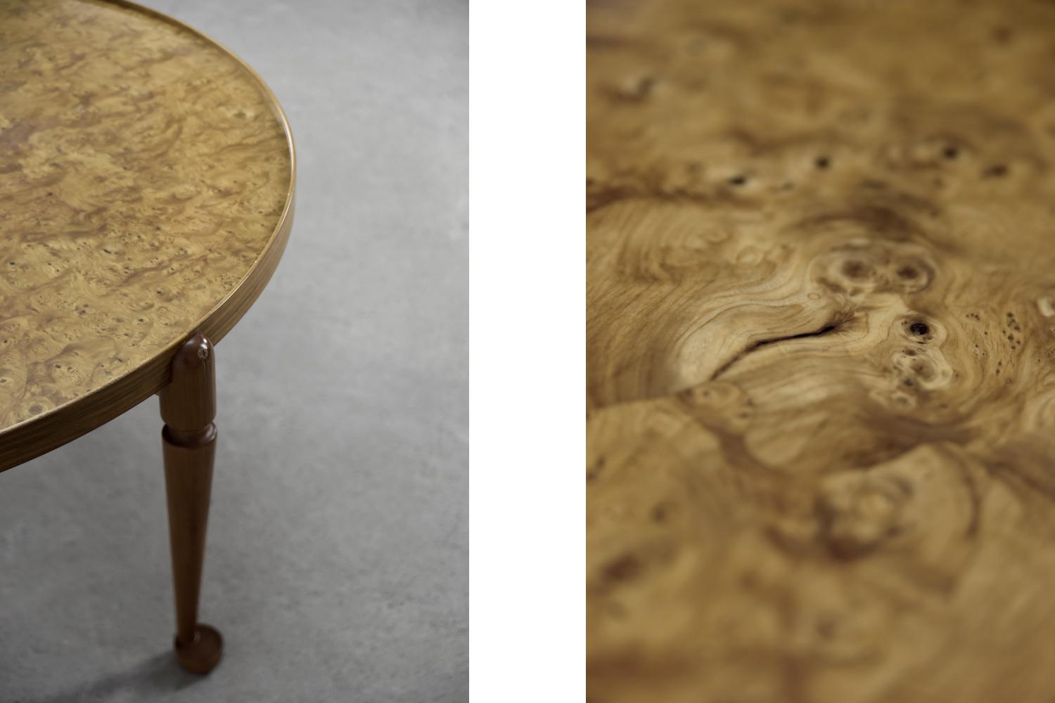  Luxurious Walnut & Burled Wood 2139 Table by Josef Frank for Svenskt Tenn, 1952 In Good Condition For Sale In Warszawa, Mazowieckie