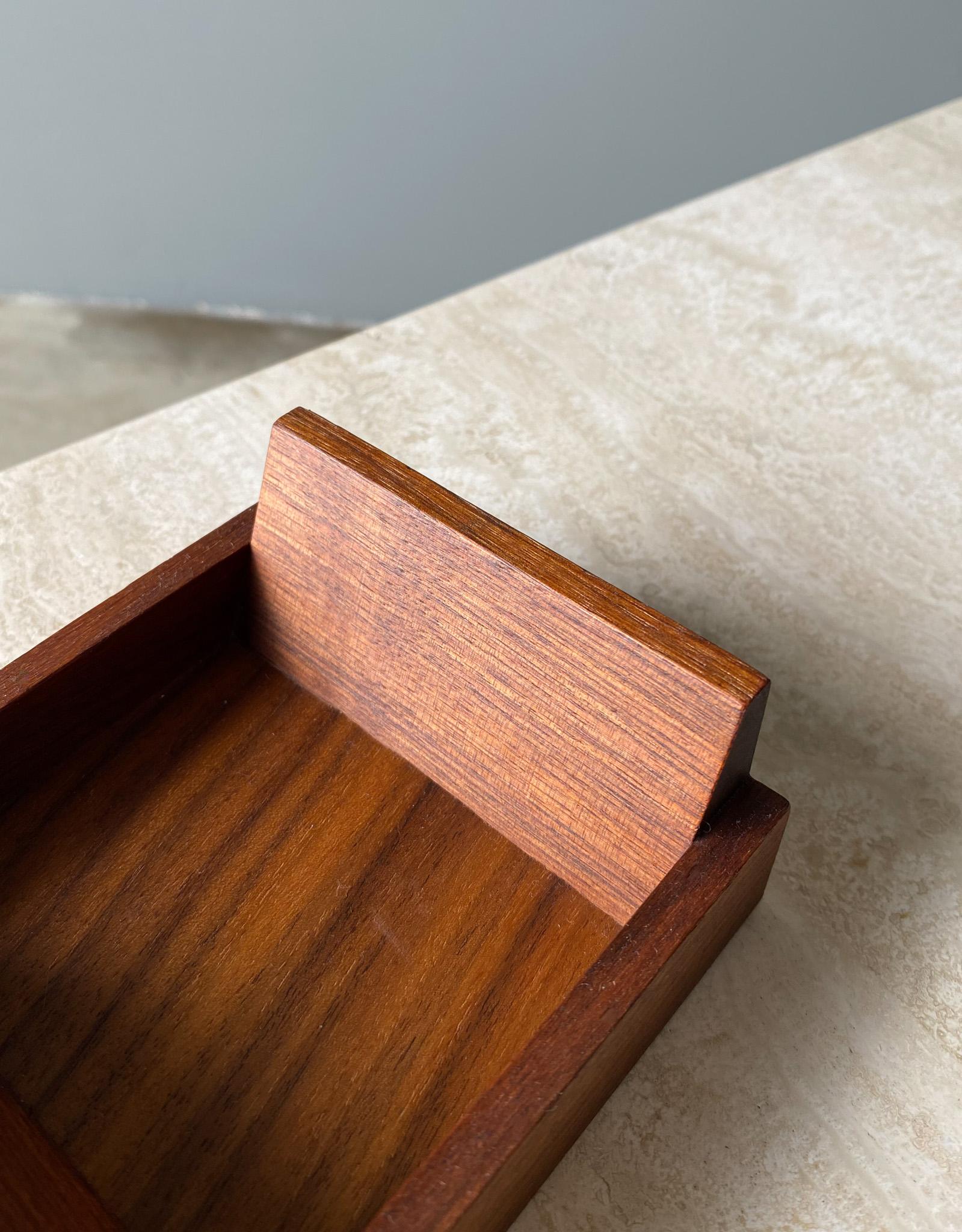 American Walnut Business Card Holder, 1960s For Sale