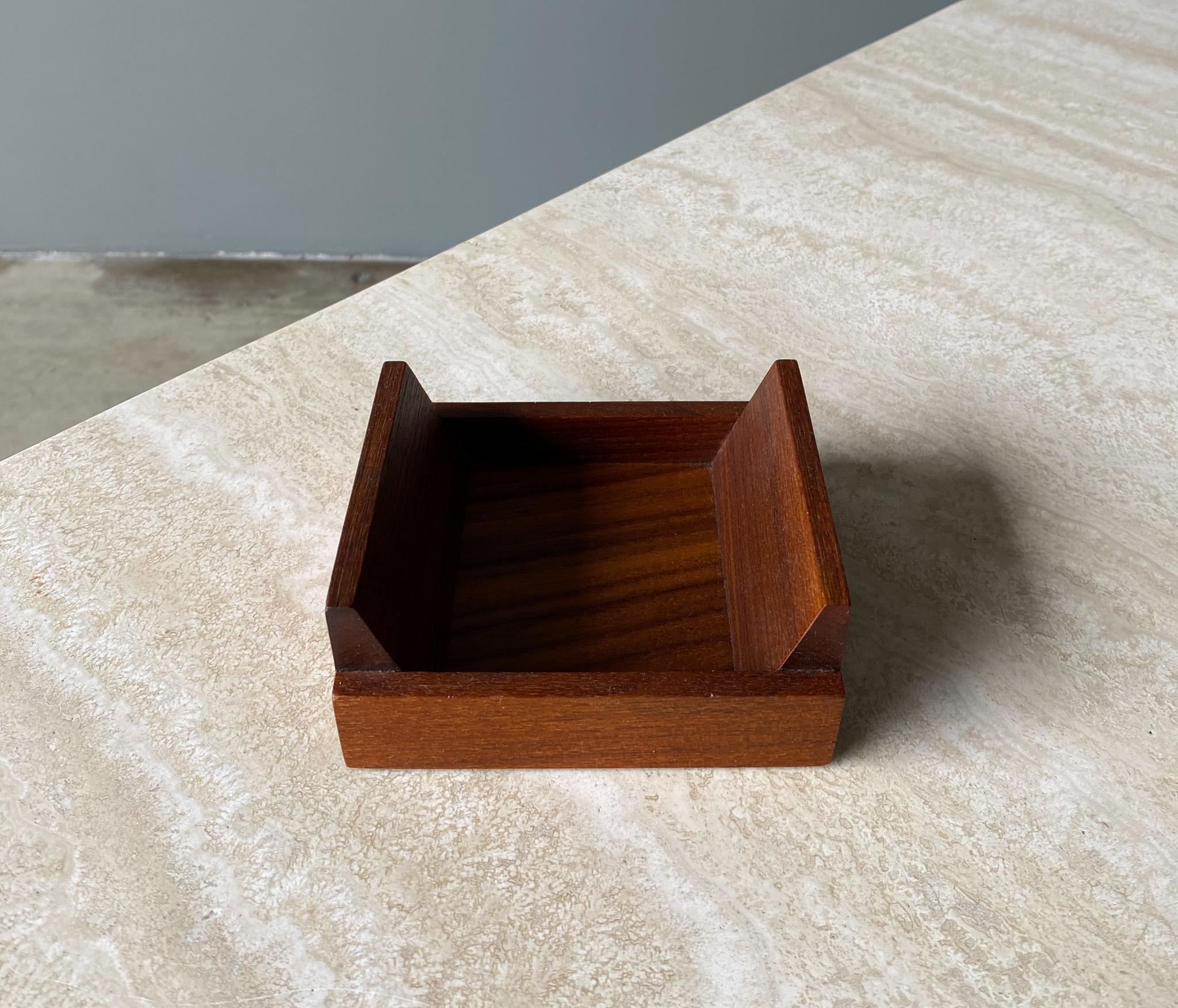 Walnut Business Card Holder, 1960s In Good Condition For Sale In Costa Mesa, CA