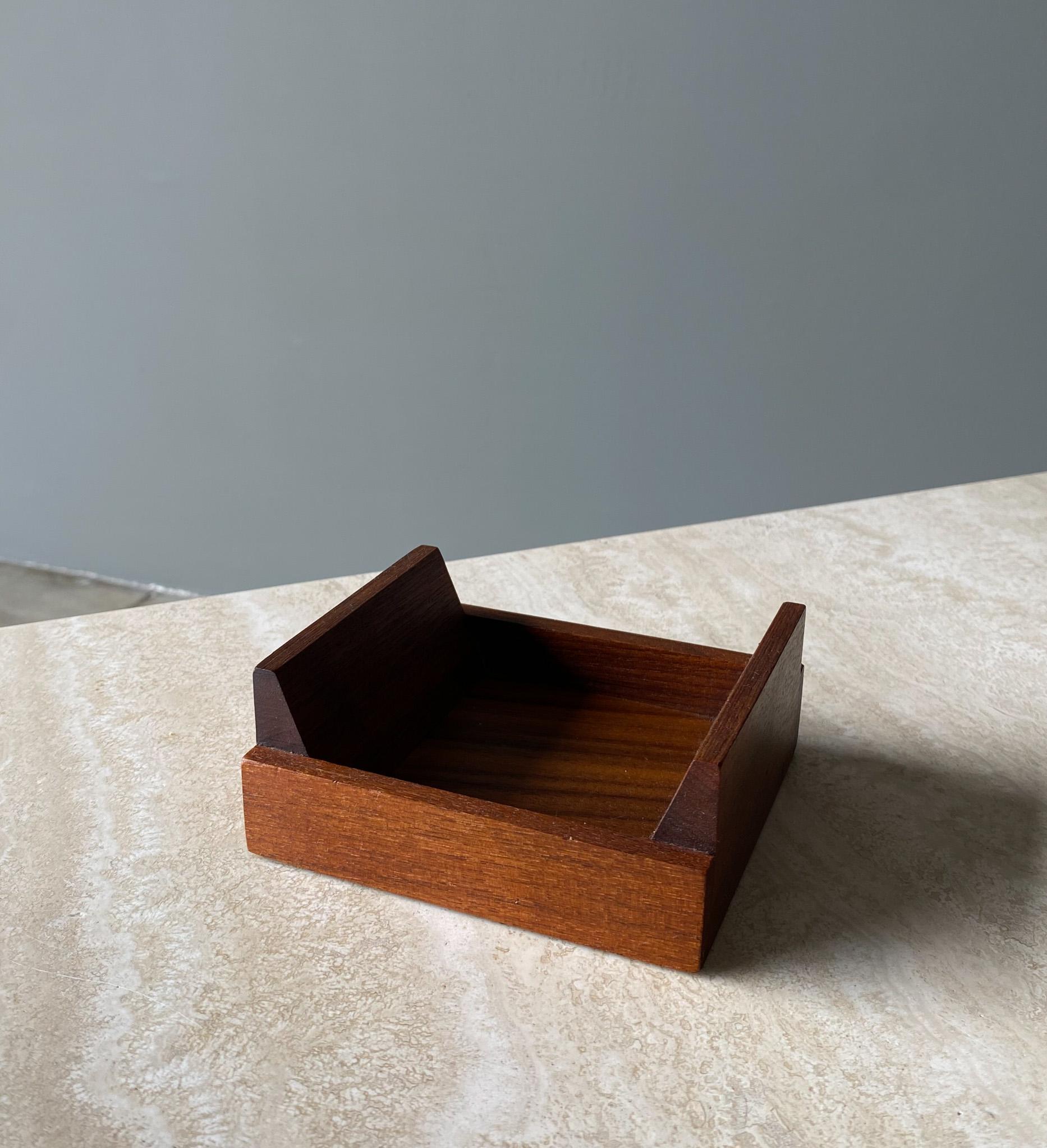 20th Century Walnut Business Card Holder, 1960s For Sale