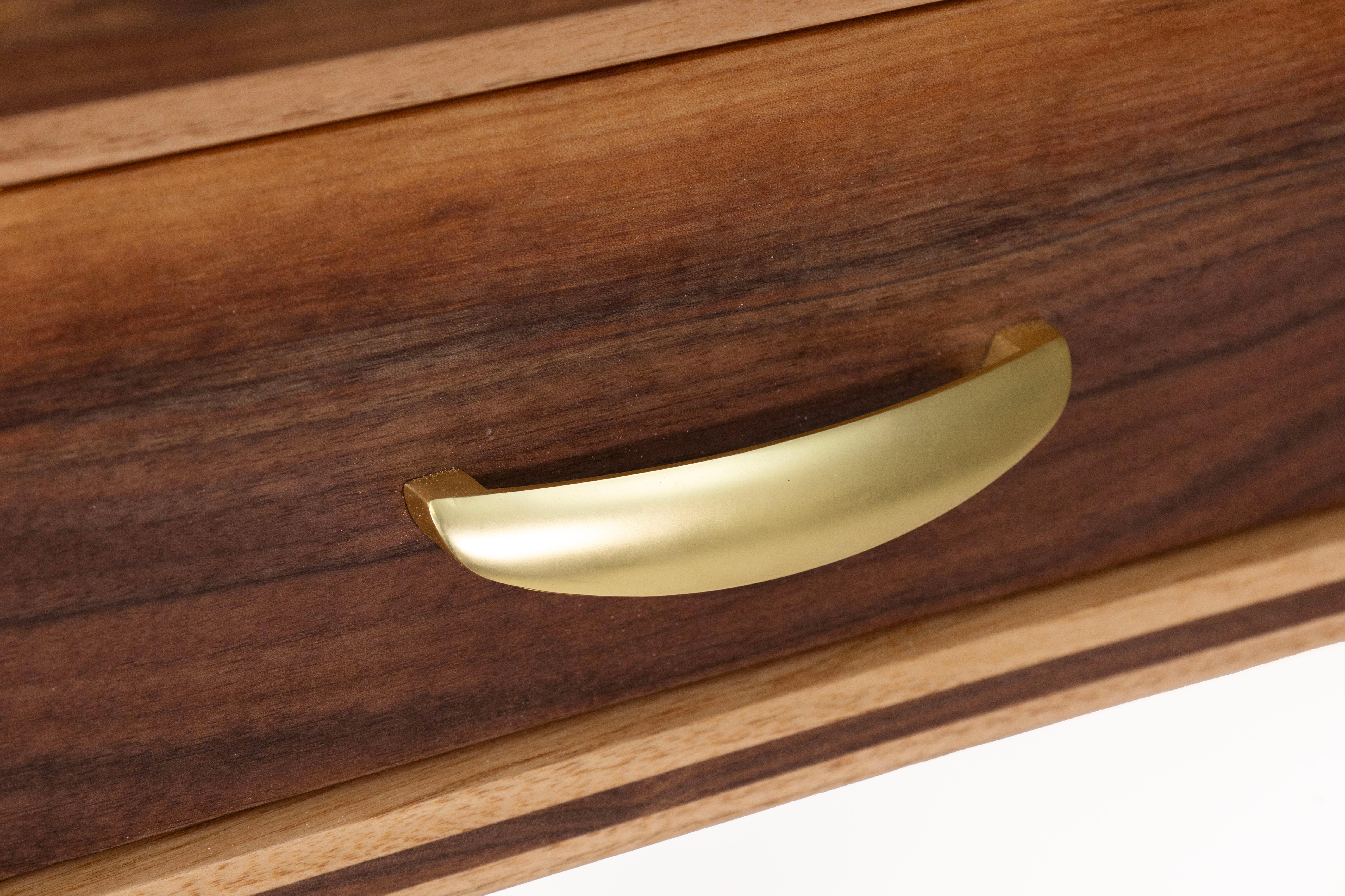 Contemporary Walnut & Butternut Mixed Wood Custom Made Console Table For Sale