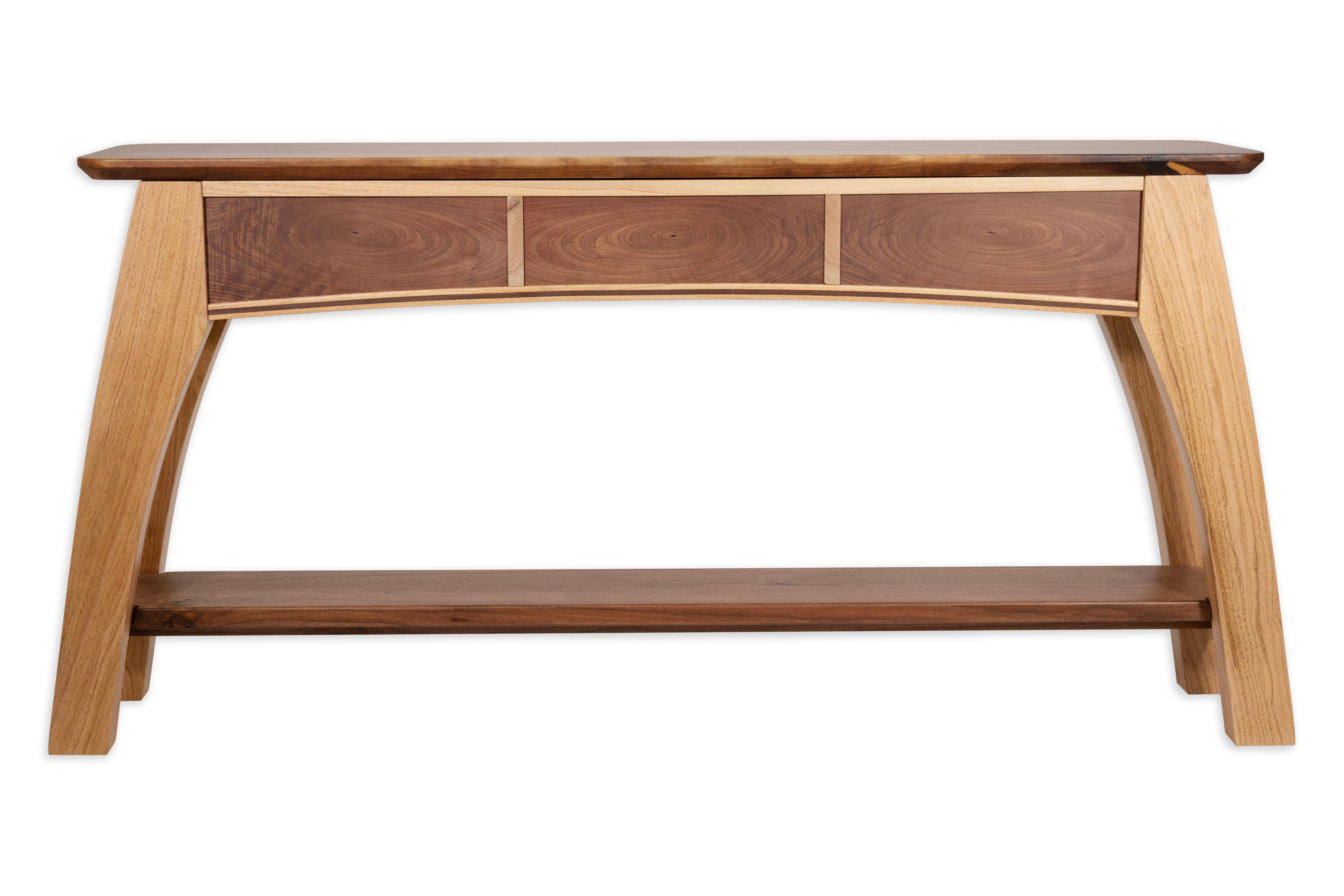 Walnut & Butternut Mixed Wood Custom Made Console Table For Sale 1
