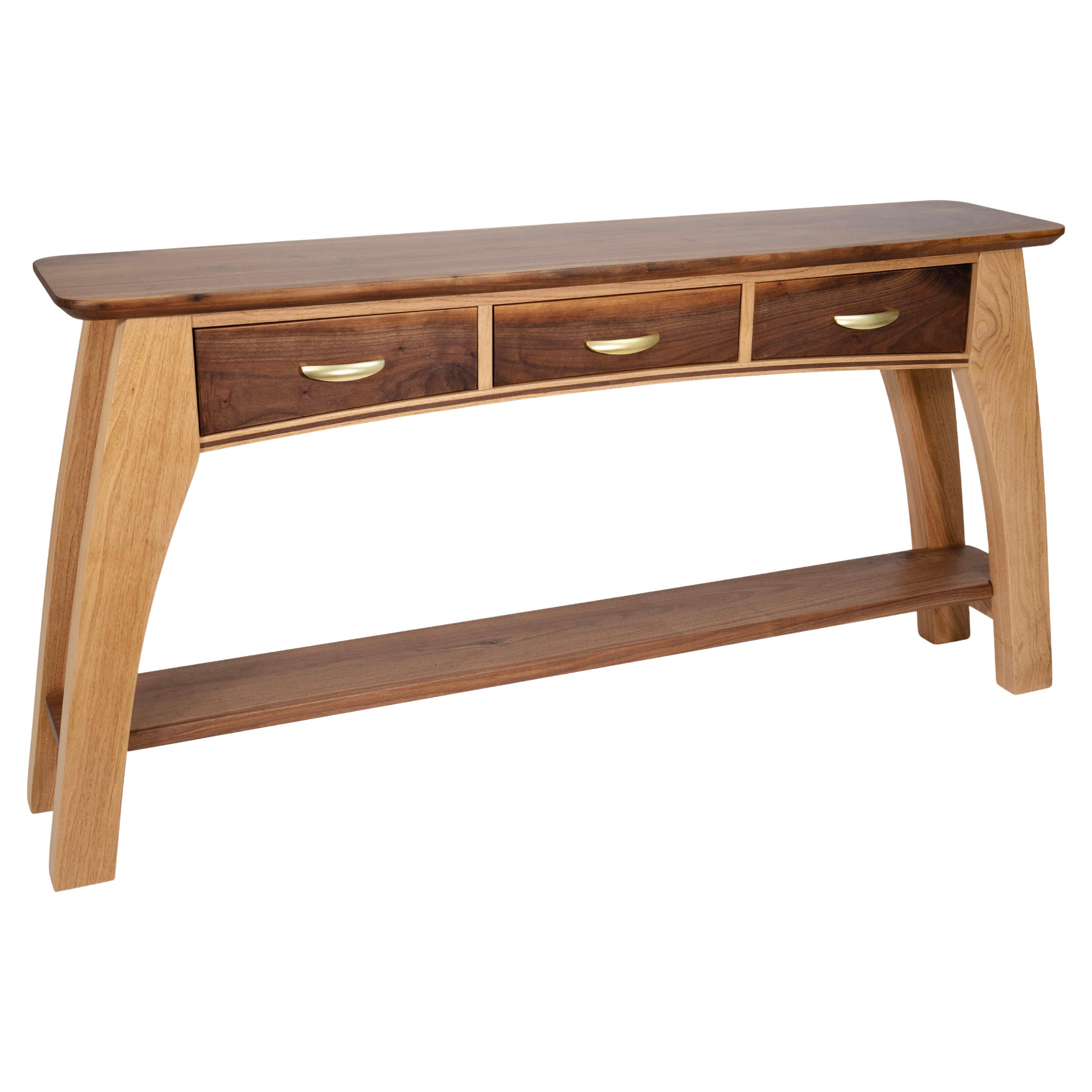 Walnut & Butternut Mixed Wood Custom Made Console Table