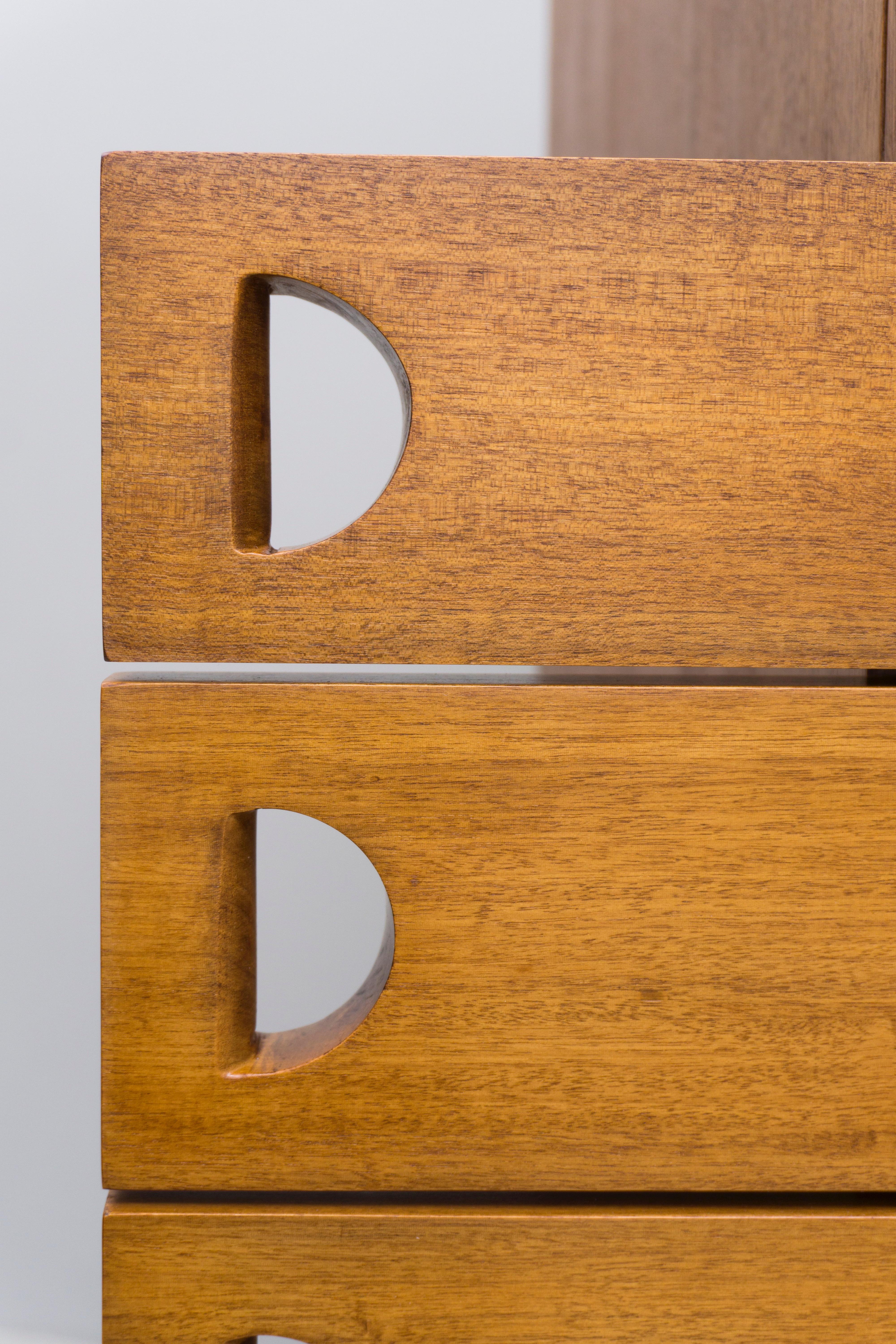 Modern Walnut Cabinet with Silver Coated Sides, Drawers and Doors, 1960