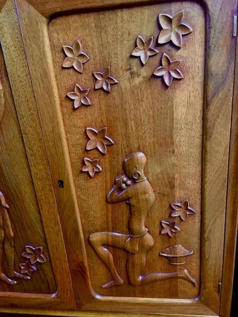 Hand-Carved Walnut Cabinet by Anton Kildeberg For Sale