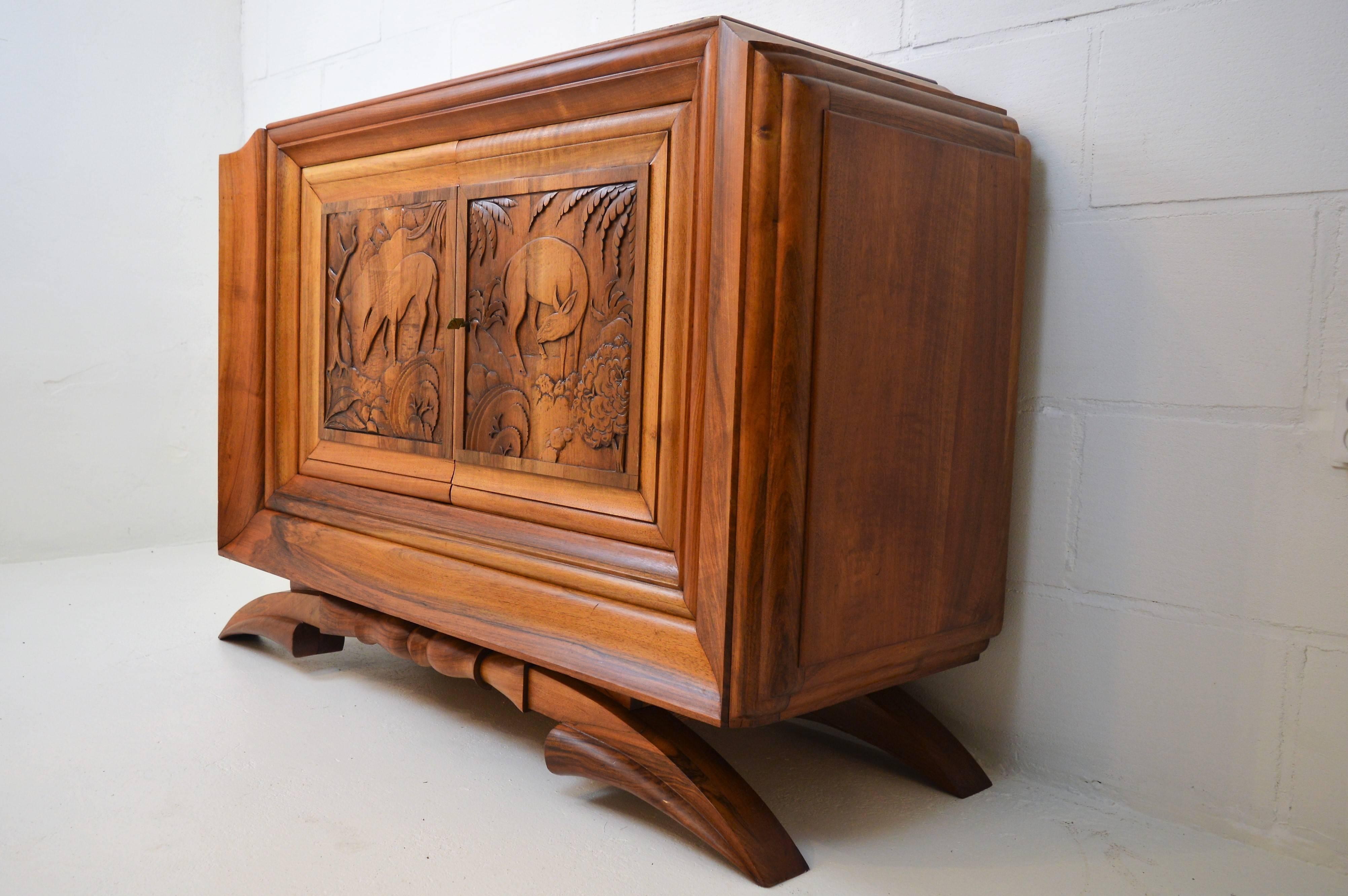Art Deco Walnut Cabinet by Dominique, Exhibited at the Exposition Coloniale, Paris, 1931