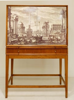 Walnut Cabinet, Dry Bar Fornasetti Restyled