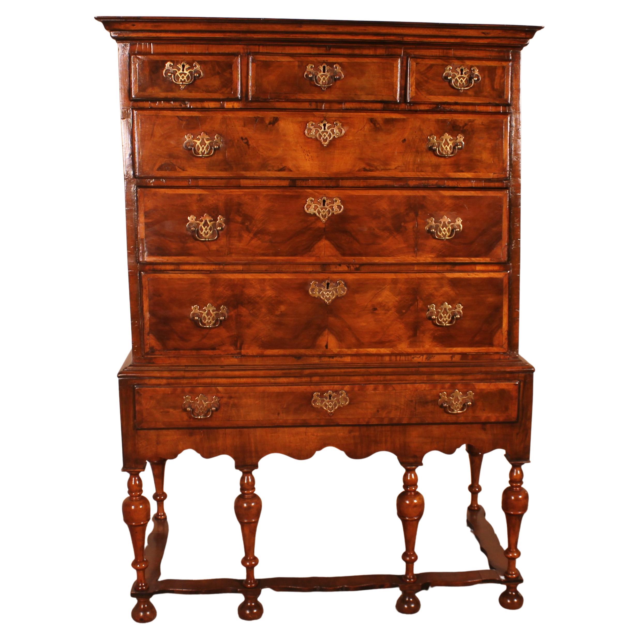 Antique Queen Anne Period Walnut Bureau For Sale at 1stDibs